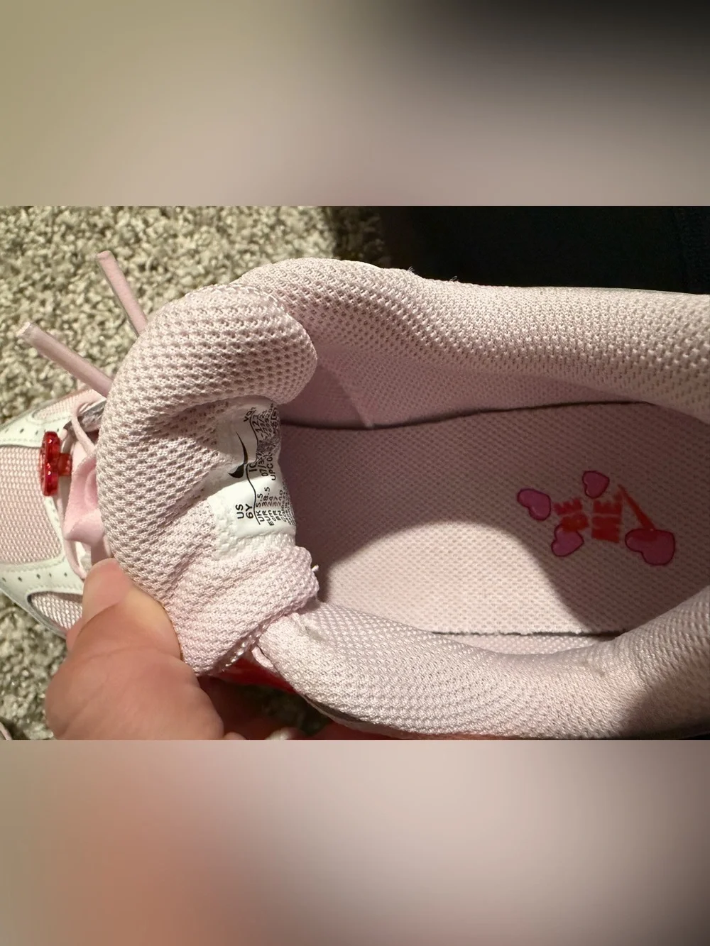 Nike Kids Pink and White Heart Accent Sneakers